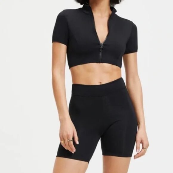 Good American Biker Short and Crop Top Swim Set - Picture 1 of 5